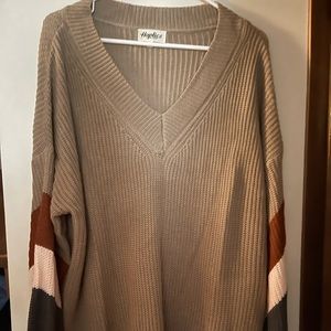 Oversized sweater with color block sleeves